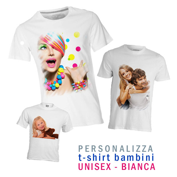t-shirt e maglietta personalizzata bianca per bambini con foto - AcDigitale